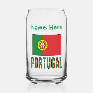 Portugal Portuguese Flag Green Personalisation  Can Glass