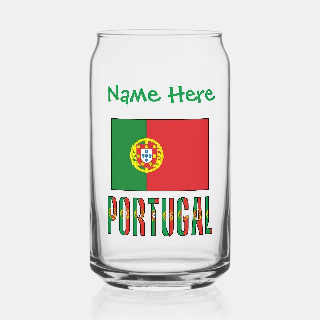 Portugal Portuguese Flag Green Personalisation  Can Glass (Front)