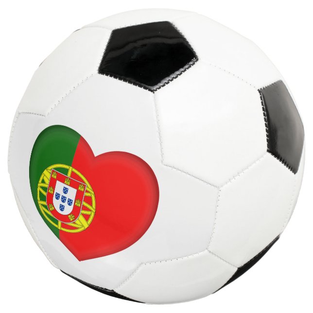 Portugal Portuguese Flag Heart Shape Logo Soccer Ball (Three Quarter)
