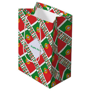 Portugal Portuguese Flag Tiled Green Personalised Medium Gift Bag