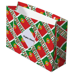 Portugal Portuguese Flag Tiled Personalised  Large Gift Bag