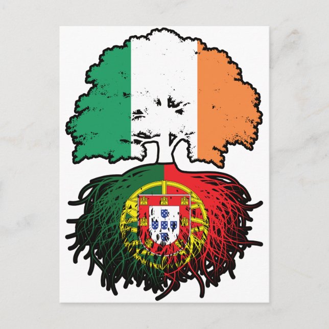 Portugal Portuguese Irish Ireland Tree Roots Flag Postcard (Front)