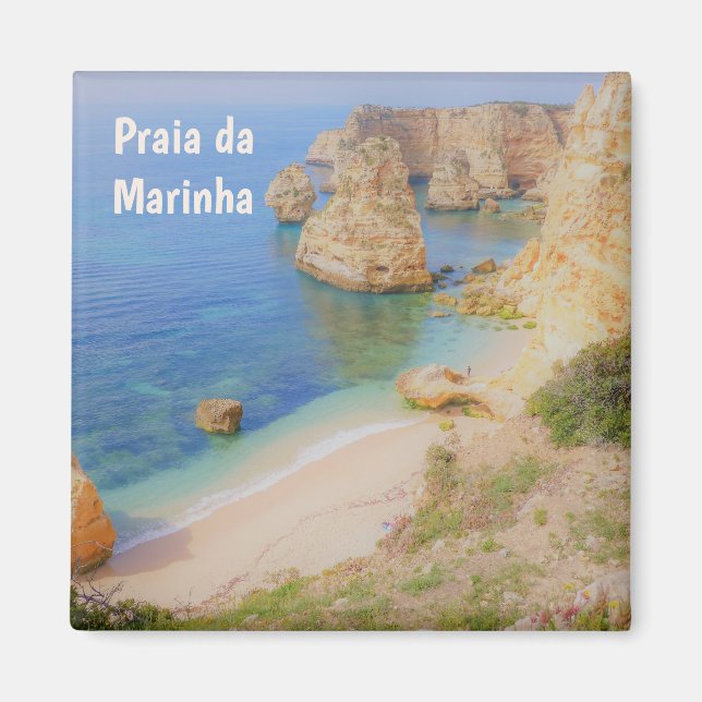 Portugal Praia da Marinha in the Algarve Souvenir Magnet (Front)