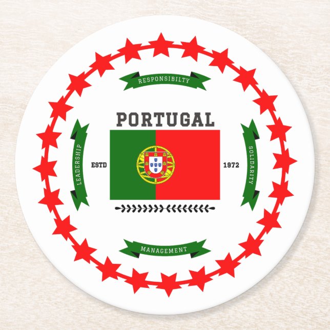 Portugal Round Paper Coaster (Front)