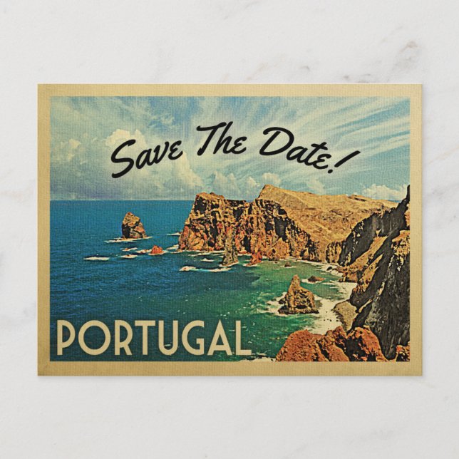 Portugal Save The Date Portuguese Madeira Announcement Postcard (Front)