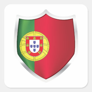Portugal Silver Shield Flag  Square Sticker