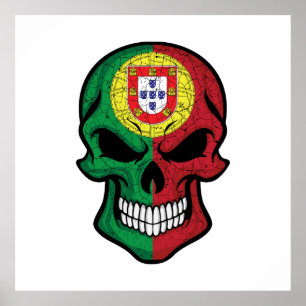 Portugal Smiling Skull Flag Poster