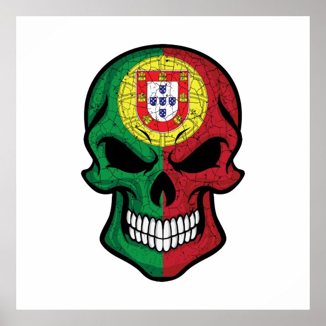 Portugal Smiling Skull Flag Poster (Front)