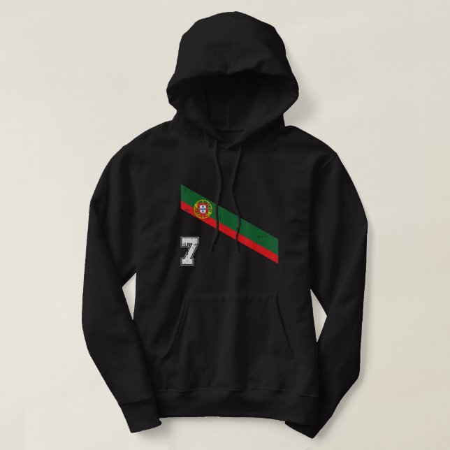 Portugal Soccer Number 7 Portugese Football Sports Hoodie (Design Front)