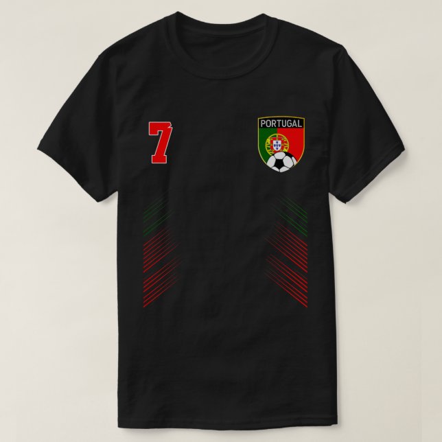 Portugal Soccer Portugese Football Retro 7 Jersey  T-Shirt (Design Front)