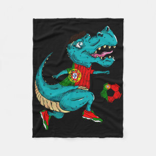 Portugal Soccer T-rex Dino Portuguese Flag Portugu Fleece Blanket