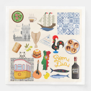 Portugal Symbols Travel Lovers Napkin