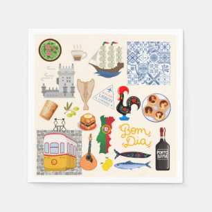 Portugal Symbols Travel Lovers Napkin