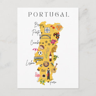 Portugal travel map postcard