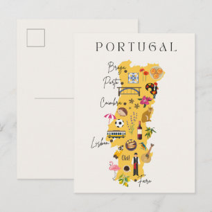 Portugal travel map postcard