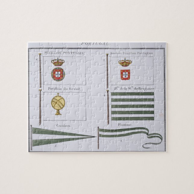 Portugese Flags, from a French book of Flags, c.18 Jigsaw Puzzle (Horizontal)