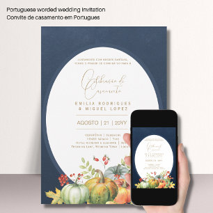 Portugeuse    Casamento Abóboras de Outono Rústica Invitation