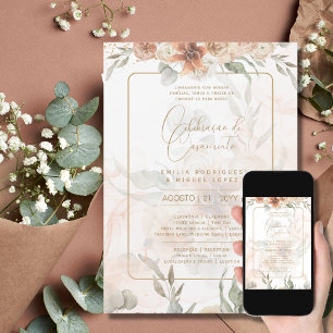 Portugeuse Casamento Boho Capim dos Pampas Invitation