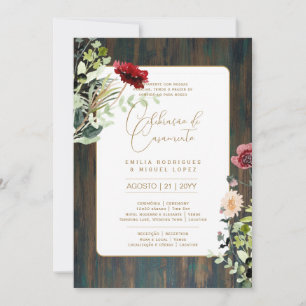 Portugeuse Casamento Flores Folclóricas Rústica Invitation