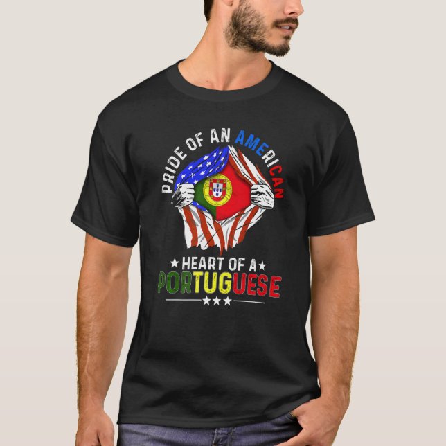 Portuguese American America Pride Foreign Portugal T-Shirt (Front)