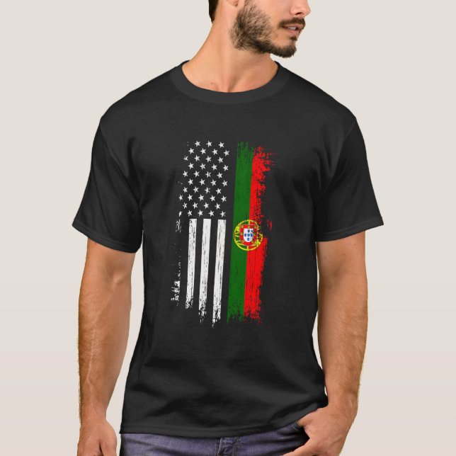 Portuguese American Flag Pride Portugal Usa Srt T-Shirt (Front)