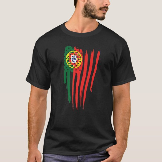 Portuguese American Flag USA Portugal Flag T-Shirt (Front)