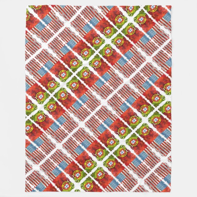 Portuguese American flags Fleece Blanket (Front)