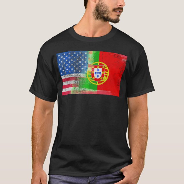 Portuguese American Half Portugal Half America Fla T-Shirt (Front)