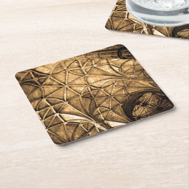 Portuguese Architecture Square Paper Coaster (Angled)