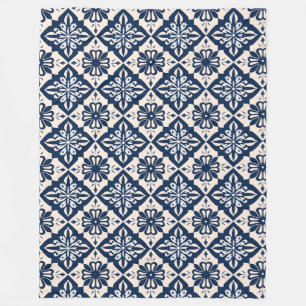 Portuguese Azulejo Blue and White Fleece Blanket