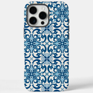 Portuguese Azulejo Fleur De Lis Style Tile Pattern iPhone 16 Pro Max Case