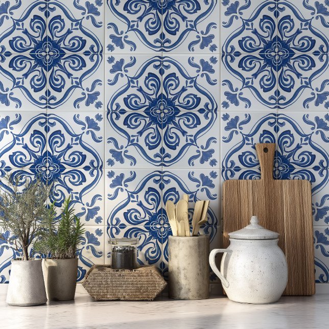 Portuguese Azulejo Pattern Mediterranean Blue Tile (Creator Uploaded)