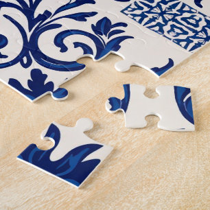 Portuguese Azulejo Peacock Puzzle – Blue & White T