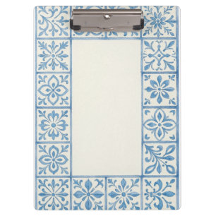 Portuguese Azulejo tile blue stationary design Clipboard