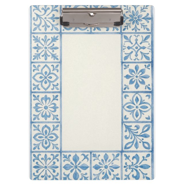 Portuguese Azulejo tile blue stationary design Clipboard (Front)
