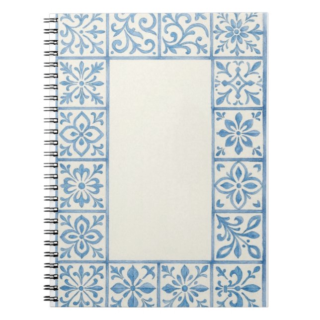 Portuguese Azulejo tile blue stationary design Notebook (Front)