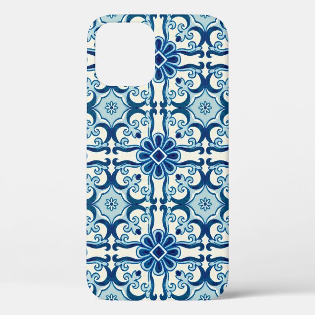 Portuguese Azulejos Blue Floral Tile Pattern  Case-Mate iPhone Case (Back)