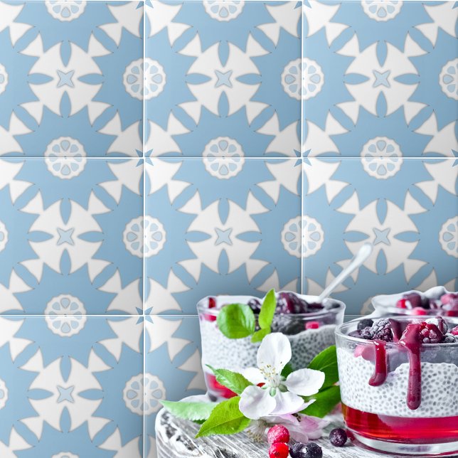 Portuguese Azulejos Light Blue And White Geometric Tile (Creator Uploaded)