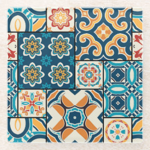 Portuguese Azulejos: Traditional Tile Art. Glass Coaster