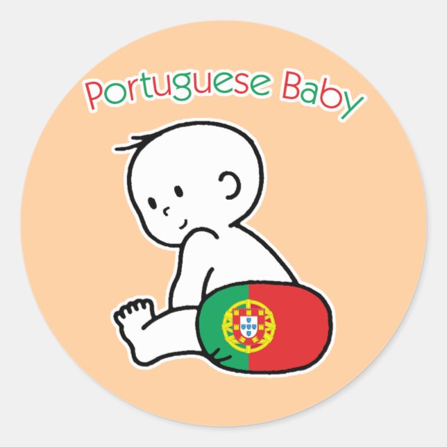 Portuguese Baby Classic Round Sticker (Front)