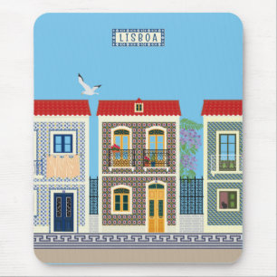 Portuguese beautiful houses with tiles or azulejos mouse pad