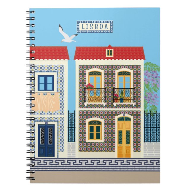Portuguese beautiful houses with tiles or azulejos notebook (Front)