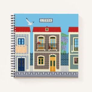 Portuguese beautiful houses with tiles or azulejos notebook