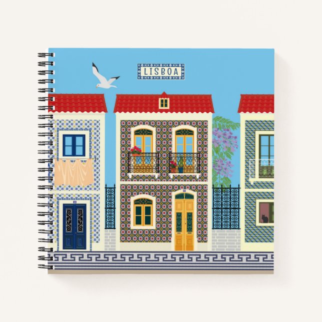 Portuguese beautiful houses with tiles or azulejos notebook (Front)