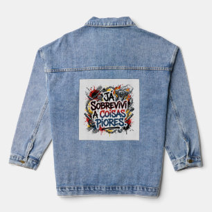 Portuguese biker quote – graffiti denim jacket