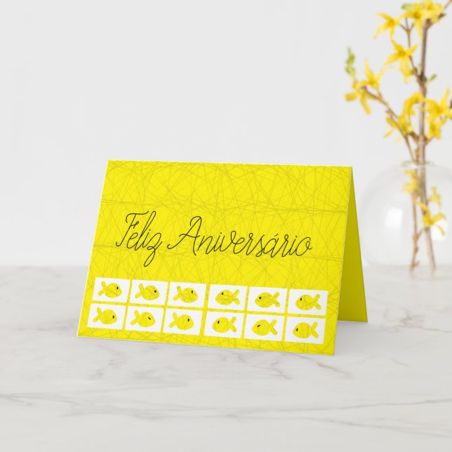 Portuguese  Birthday Card (Yellow Flower)
