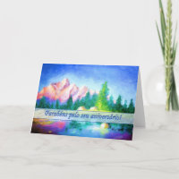 Portuguese Birthday Pink Mountain Blue Sky Card