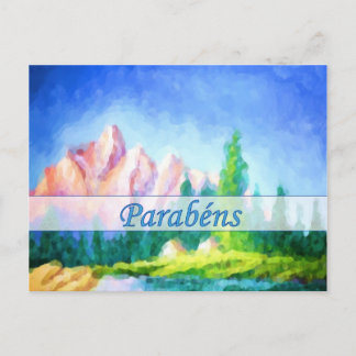 Portuguese Birthday Pink Mountain Postcard