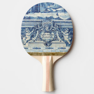Portuguese blue and white wall tiles with angels ping pong paddle