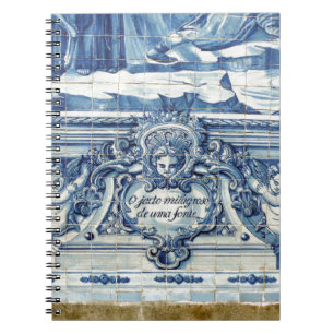 Portuguese blue and white wall tiles with angels spiral notebook